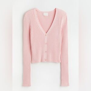 H&M Pink Ribbed Cardigan - Size Small